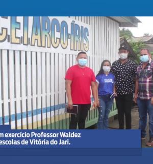 Prefeito em exercício Professor Waldez, visita Escolas de Vitória do Jari