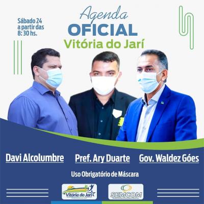 Prefeito Ary Duarte receberá em Vitória do Jari o Governador Waldez Góes e o Senador Davi Alcolumbre