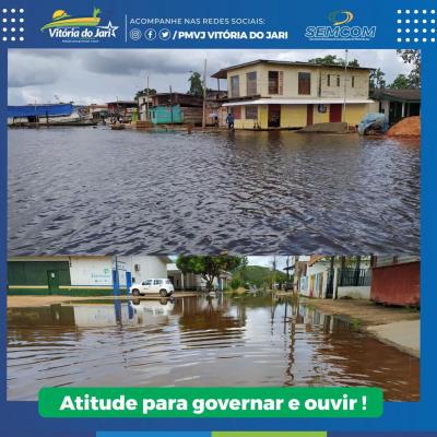 URGENTE: Aumento do nível das águas do Rio Jari, causa alagamentos em vários partes do município